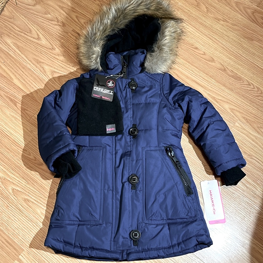 NWT HAWKE&Co hooded winter coat blue sz 3T